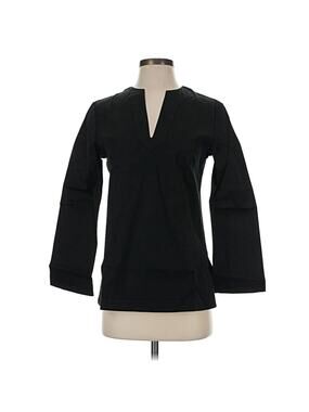 NEW Jonano Sonia Tunic Top Notch Neck Bamboo Organic Cotton Blend Black Size XS